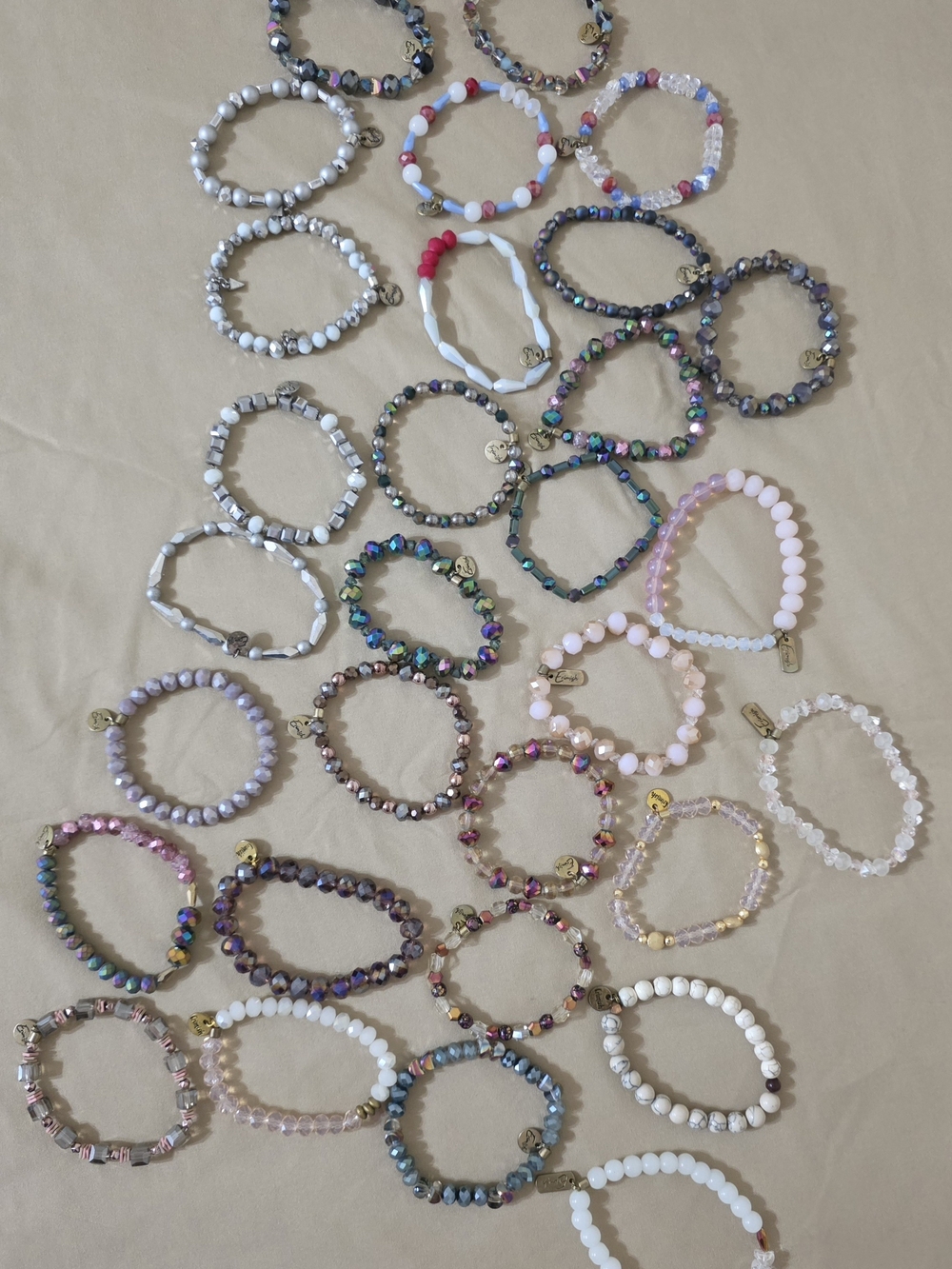 Erimish 30 Beaded Stretch Bracelets Multiple Colors